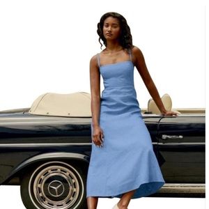 NWT Reformation Blue Starfruit Linen Parisian Casual Maxi Dress Size 2